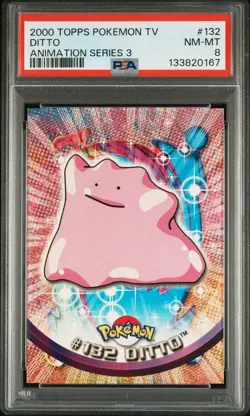 2000 Topps Pokemon TV Animation Series 3 #132 Ditto Animation Series 3 PSA 8.. - Image 1