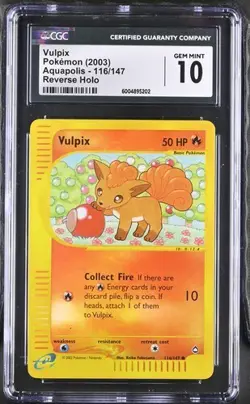 2003 POKEMON AQUAPOLIS VULPIX #116 REVERSE HOLO CGC 10 GEM MINT - Image 1