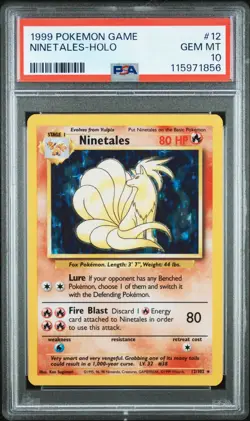 Ninetales PSA 10 NEW CERT Unlimited Base Set 12/102 Pokemon Holo - Image 1