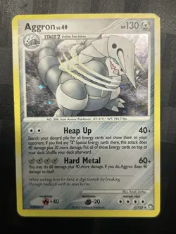 Pokemon TCG Aggron #1/123 Mysterious Treasures Cosmo Holo Rare 2007 LP/MP - Image 1