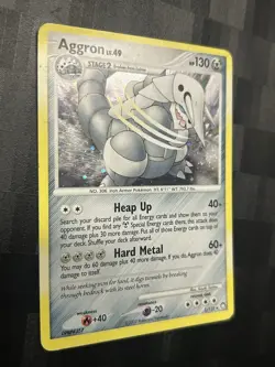 Pokemon TCG Aggron #1/123 Mysterious Treasures Cosmo Holo Rare 2007 LP/MP - Image 2