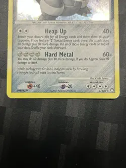 Pokemon TCG Aggron #1/123 Mysterious Treasures Cosmo Holo Rare 2007 LP/MP - Image 4
