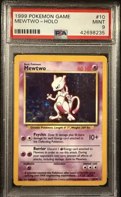 Pokemon 1999 Base Set Mewtwo Holo Rare PSA 9 - Image 1
