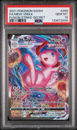 2021 POKEMON SWORD & SHIELD FUSION STRIKE SECRET #269 FULL ART/MEW VMAX PSA 10 - Image 1