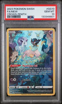 2023 POKEMON SWORD & SHIELD CROWN ZENITH #GG10 FULL ART/MEW PSA 10 - Image 1