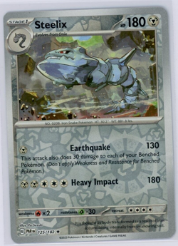 Pokemon TCG Steelix Paradox Rift 125/182 Reverse Holo Rare - Image 1