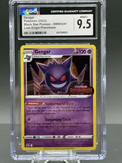 Pokemon Gengar TCG SWSH241 Lost Origin Prerelease Holo Black Star Promo Mint 9.5 - Image 1