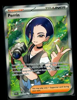 Pokemon TCG Trainer Perrin Holo Full Art Rare Twilight Masquerade 209/167 NM - Image 1