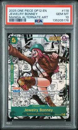 One Piece CCG Jewelry Bonney Manga Alternate Art OP12-118 PSA 10 Gem Mint - Image 1