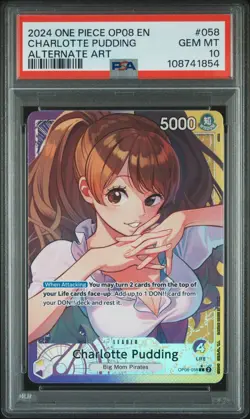 2024 One Piece - OP08-058 Charlotte Pudding Alternate Art PSA 10 - Image 1