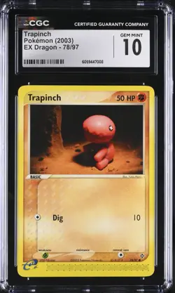 CGC 10 Trapinch 78/97 EX Dragon 2003 Pokemon Card - Image 1
