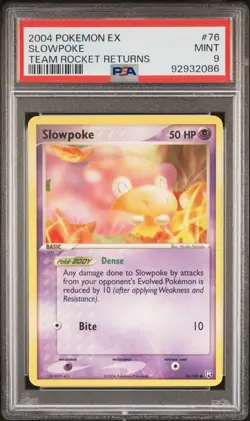 PSA 9 MINT Slowpoke 76/109 EX Team Rocket Returns 2004 Pokemon Card - Image 1