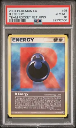 PSA 10 GEM MINT R Energy 95/109 EX Team Rocket Returns 2004 Pokemon Card - Image 1