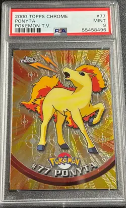 PSA 9 Ponyta Chome #77 Pokemon TV Topps 2000 Pokemon Card - Image 1