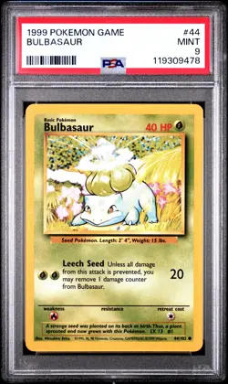 PSA 9 Bulbasaur 44/102 Base Set 1999 Pokemon Card - Image 1