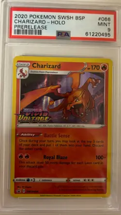 PSA 9 Charizard Holo SWSH066 Prerelease Black Star Promo 2020 Pokemon Card - Image 1