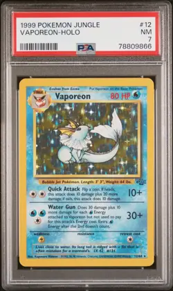 PSa 7 Vaporeon Holo 12/64 Jungle 1999 Pokemon Card - Image 1