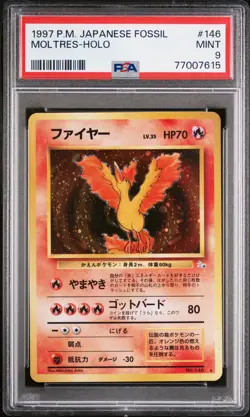 PSA 9 Moltres Holo No. 146 Fossil 1997 Pokemon Card - Image 1
