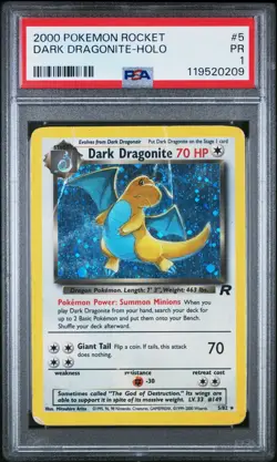PSA 1 Dark Dragonite Holo 5/82 Team Rocket 2000 Pokemon Card - Image 1