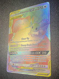 Pokemon TCG Eevee Snorlax GX Rainbow Team Up Card 191/181 Secret Rare (LP) - Image 2