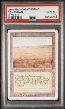 1994 Magic The Gathering Revised Savannah Revised PSA 10 - Image 1