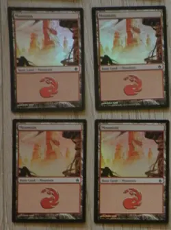 mtg 4x mountain FOIL fire and lightning art 4/4 montagne premium magic 15 availa - Image 1