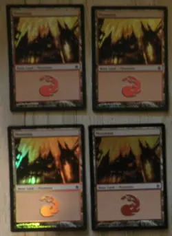 mtg 4x mountain FOIL fire and lightning art 3/4 montagne premium magic 11 availa - Image 1