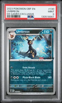 2023 POKEMON OBF EN-OBSIDIAN FLAMES EB GAMES EXCLUSIVE #130 UMBREON PSA 9 - Image 1