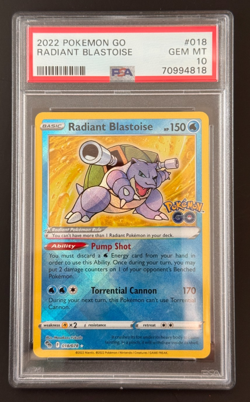 PSA 10 2022 Pokemon GO Radiant Blastoise 018/078 Gem Mint - Image 1