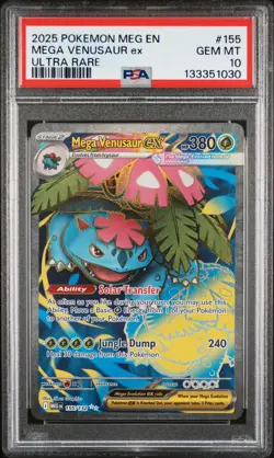2025 POKEMON MEG EN-MEGA EVOLUTION ULTRA RARE #155 MEGA VENUSAUR EX PSA 10 - Image 1