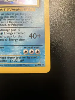 Pokemon TCG Blastoise 2/102 Holo Rare Base Set, Original LP - Image 5