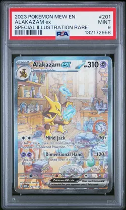 2023 POKEMON MEW EN-151 SPECIAL ILLUSTRATION RARE #201 ALAKAZAM EX PSA 9 - Image 1