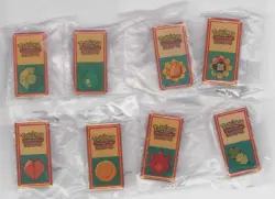 POKEMONT KANTO LEAGUE 1ST COMPLETE YELLOW FACE SET OF 8 BADGE PINS BONUS! 2000 - Image 1