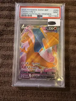 Pokemon Card Charizard V SWSH050 Champions Path Promo Holo PSA 9 - Image 1