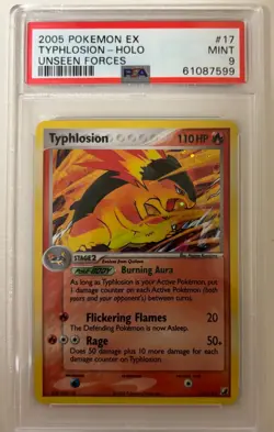 PSA 9 Typhlosion Holo 17115 Unseen Forces 2005 Pokemon Card - Image 1