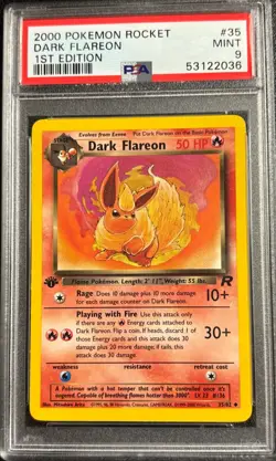 PSA 9 Dark Flareon 3582 1st Edition Team Rocket 2000 Pokemon Card - Image 1