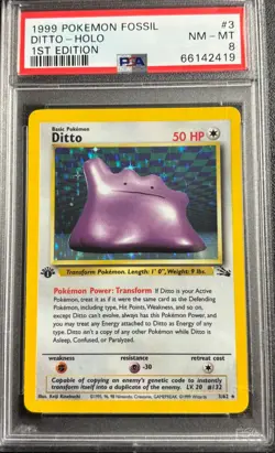PSA 8 Ditto Holo 362 1st Edition Fossil 1999 Pokemon Card - Image 1