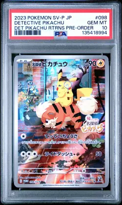 2023 POKEMON JPN SV-P PROMO #098 DETECTIVE PIKACHU PSA 10 - Image 1