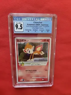 GEM MINT Pokemon: Chimchar 002/PPP 2,000 EXP Points Holo Japan Promo - CGC 9.5 - Image 5