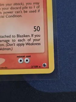 Blaziken 3/109 Ruby and Sapphire Holo Pokemon TCG Holo Rare MP - Image 4