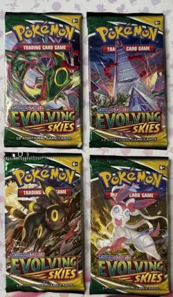 Evolving Skies Pokemon TCG Booster Packs Art Set (4 Packs) FACTORY SEALED - Image 1