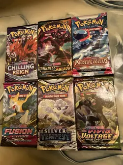 Pokemon TCG SWSH Fusion Strike Booster Pack W/5 Other Packs SEALED! - Image 1