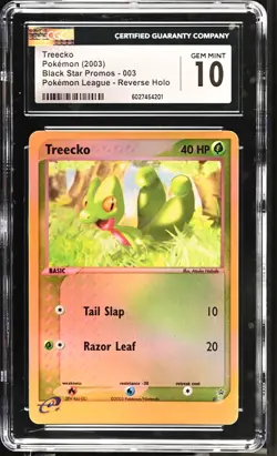 CGC 10 Treecko Reverse Holo #003 Black Star Promo Pokemon League 2003 Pokemon Ca - Image 1