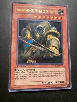Yugioh! Yellow Baboon, Archer of the Forest Ultra Rare - SOVR-EN084 1st Edition - Image 1