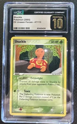 Pokemon TCG Unseen Forces Shuckle Card 2005 47/115 Non-Holo CGC Pristine 10 - Image 1