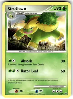 GROTLE 49/127 - NON-Holo - UNCOMMON - PLATINUM - 2009 NINTENDO Pokemon Card - NM - Image 1