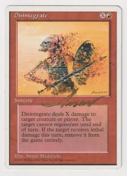 Gold Signed Disintegrate HP 4th Edition Artist Anson Maddocks 1995 MTG Magic! - Image 1