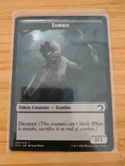 MTG Zombie Token 005 Innistrad: Midnight Hunt M/NM Free UK P&P - Image 1