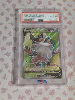 2022 Pokemon SWSH Galarian Perrserker V Lost Origin FA #183 PSA 10 - Image 1