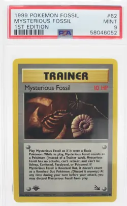 PSA 9 MINT 1999 Pokemon Fossil #62 Mysterious Fossil #1st Edition !!! - Image 1